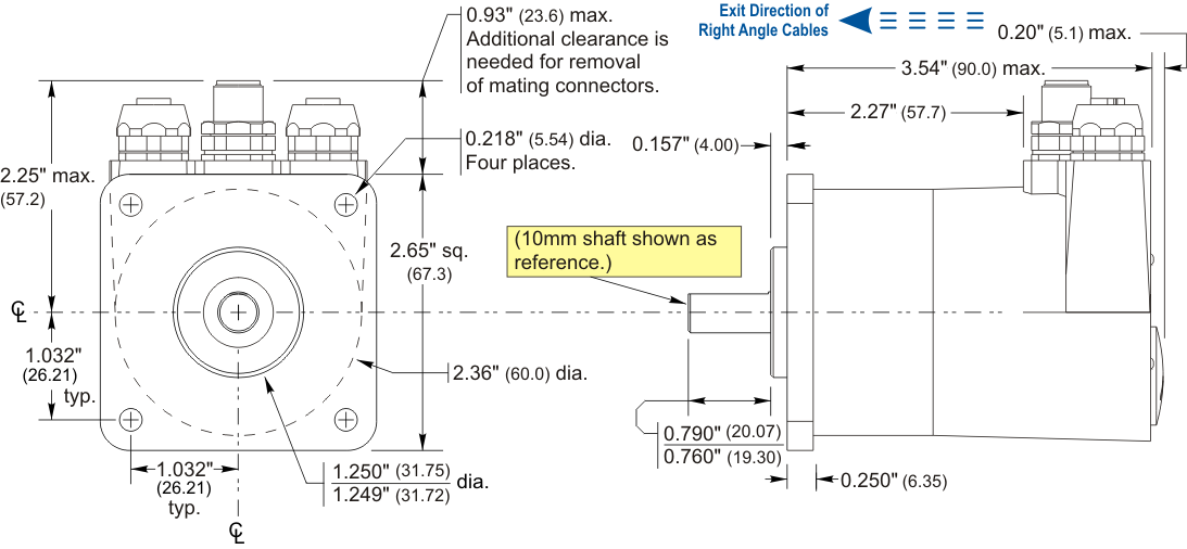 NR60E2 Flange Mount, Side Connect