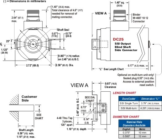 DC25H-XXSXXXS = Hub Shaft, Side Connector