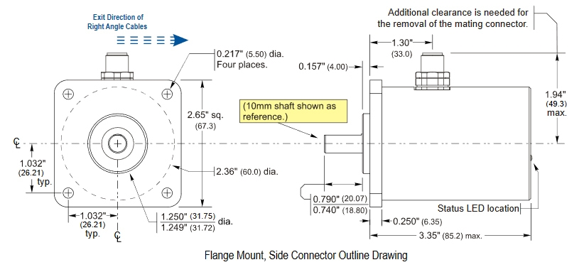 DC60 Flange Mount, Side Connector